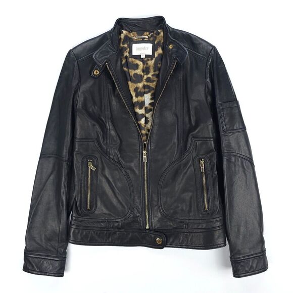 Laundry By Shelli Segal Jackets & Blazers - SHELLI SEGAL Genuine Leather Tailored Biker Jacket Downtown Girl Moto Boho Black